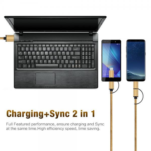 Picture of 2 in 1 Micro&Type C to USB3.0A Nylon(yellow)usb cable